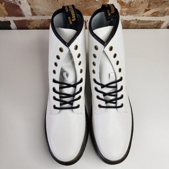 Dr Martens Airwair Zavala Smooth Leather White Boots Mens Size 9 / Wmns Size 10 - Picture 7 of 11